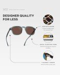 WearMe Pro Men's Polarized Square Sunglasses: Modern Retro Geometric Style Sunglasses (Crystal Stone Blue/Brown Lens)
