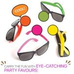 Neliblu 24 Pack Kids’ Neon Party Sunglasses Bulk With UV Protection – 80’s Style Kids Sunglasses Party Favors, Goodie Bag Stuffers for Kids, Fun Gift, Bulk Party Pack in 4 Neon Colors