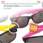 Neliblu 24 Pack Kids’ Neon Party Sunglasses Bulk With UV Protection – 80’s Style Kids Sunglasses Party Favors, Goodie Bag Stuffers for Kids, Fun Gift, Bulk Party Pack in 4 Neon Colors
