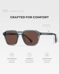 WearMe Pro Men's Polarized Square Sunglasses: Modern Retro Geometric Style Sunglasses (Crystal Stone Blue/Brown Lens)