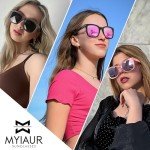 Myiaur Polarized Sunglasses for Women, Trendy Big Oversized Sun Glasses with Mirrored Lens UV400 Protection