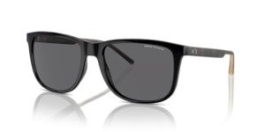 A|X ARMANI EXCHANGE Men's AX4070S Square Sunglasses, Black/Grey Polarized, 57 mm