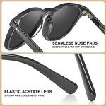 CARFIA Black Retro Cool Acetate Polarized Sunglasses for Men UV Protection, Outdoor Fashion Driving Eyewears Male Sunnies