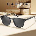CARFIA Black Retro Cool Acetate Polarized Sunglasses for Men UV Protection, Outdoor Fashion Driving Eyewears Male Sunnies