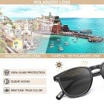 CARFIA Black Retro Cool Acetate Polarized Sunglasses for Men UV Protection, Outdoor Fashion Driving Eyewears Male Sunnies