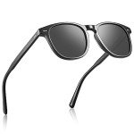 CARFIA Black Retro Cool Acetate Polarized Sunglasses for Men UV Protection, Outdoor Fashion Driving Eyewears Male Sunnies