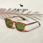 CARFIA Retro Acetate Polarized Sunglasses for Men UV Protection, Classic Round Vintage Sunnies with Gold Filigree CA5506