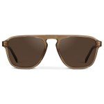 WearMe Pro Polarized Aviator One-Bridge Modern Square Unisex Sunglasses (Crystal Brown/Brown Lens)