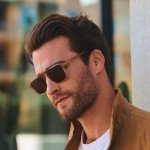 WearMe Pro Polarized Aviator One-Bridge Modern Square Unisex Sunglasses (Crystal Brown/Brown Lens)