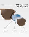 WearMe Pro Polarized Aviator One-Bridge Modern Square Unisex Sunglasses (Crystal Brown/Brown Lens)