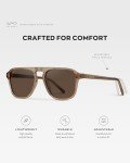 WearMe Pro Polarized Aviator One-Bridge Modern Square Unisex Sunglasses (Crystal Brown/Brown Lens)