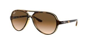 Ray-Ban RB4125 Cats 5000 Aviator Sunglasses, Light Havana/Clear Gradient Brown, 59 mm