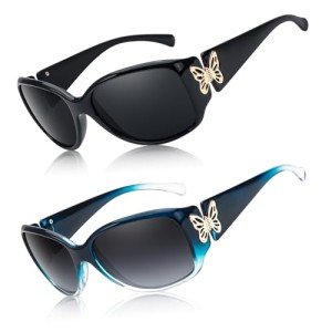 Myiaur Polarized Sunglasses for Women 2024, Trendy Retro Shades with UV400 Protection Butterfly Decors (2 Pack)
