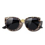 MERRY'S Girls Cat Eye Sunglasses for kids Children Polarized Sunglasses S7000 (Leopard Frame, 49)
