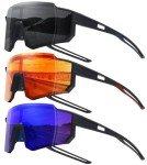 STORYCOAST Sports Running Sunglasses for Men Women Cycling Driving Fishing Bike Sunglasses Polarized UV400 Protection 3Pack Matte Black/Gray+Matte Black/Red+Matte Black/Dark Blue