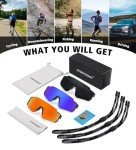 STORYCOAST Sports Running Sunglasses for Men Women Cycling Driving Fishing Bike Sunglasses Polarized UV400 Protection 3Pack Matte Black/Gray+Matte Black/Red+Matte Black/Dark Blue