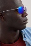 Maui Jim Men's and Women's Hema Polarized Rimless Sunglasses, Crystal Matte/Blue Hawaii, Large