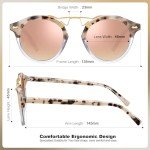 CARFIA Small Pink Mirrored Polarized Sunglasses for Women UV Protection, Acetate Eyewear Double Bridge Metal Brow Sunnies