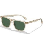 CARFIA Retro Polarized Sunglasses for Men UV Protection Hand-crafted Acetate Frame Fishing Golf Spectacles Green Lens