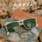 CARFIA Retro Polarized Sunglasses for Men UV Protection Hand-crafted Acetate Frame Fishing Golf Spectacles Green Lens