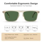 CARFIA Retro Polarized Sunglasses for Men UV Protection Hand-crafted Acetate Frame Fishing Golf Spectacles Green Lens