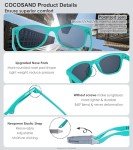 COCOSAND Toddler Baby Sunglasses with Strap Polarized Flexible Square Frame UV400 Protection for Kids Girl Boy Age 2-6, Green