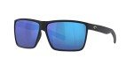 Costa Del Mar Mens Rincon Fishing and Watersports Rectangular Sunglasses, Black/Polarized Blue Mirrored 580G, 63 mm