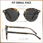 CARFIA Small Acetate Polarized Sunglasses for Women UV Protection, Retro Double Bridge Eyewear Metal Brow Round Sunnies