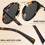 CARFIA Small Acetate Polarized Sunglasses for Women UV Protection, Retro Double Bridge Eyewear Metal Brow Round Sunnies