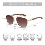 ZENOTTIC Aviator Wood Polarized Sunglasses for Men 100% UV Protection Fishing Driving Golf