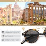 CARFIA Small Acetate Polarized Sunglasses for Women UV Protection, Retro Double Bridge Eyewear Metal Brow Round Sunnies