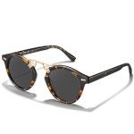 CARFIA Small Acetate Polarized Sunglasses for Women UV Protection, Retro Double Bridge Eyewear Metal Brow Round Sunnies