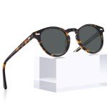 CARFIA Round Acetate Polarized Sunglasses for Women Small Face UV Protection with Leather Case CA5288