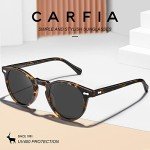 CARFIA Round Acetate Polarized Sunglasses for Women Small Face UV Protection with Leather Case CA5288