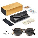 CARFIA Round Acetate Polarized Sunglasses for Women Small Face UV Protection with Leather Case CA5288