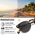 CARFIA Round Acetate Polarized Sunglasses for Women Small Face UV Protection with Leather Case CA5288