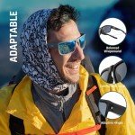TOREGE Polarized Sports Sunglasses for Men and Women Cycling Running Golf Fishing Sunglasses TR26 (Matte-Transparent Grey Frame &Ice Blue Lens)