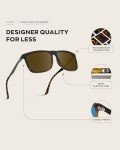 WearMe Pro Polarized Flat Top Narrow Square Mens Sunglasses (Matte Black Tortoise/Brown Lens)