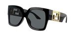 Versace VE4402 59mm Non-Polarized Rectangle Sunglasses for Women – Black Acetate Frame with Black Temples, 100% UV Protection, Lightweight & Comfortable Sunglasses, eShades Eyewear Kit Included