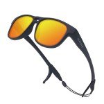 ACBLUCE Kids Sunglasses for Boys Girls Polarized Child Sports Baseball Running Beach Black Orange UV400 Glasses for Age 5-12