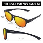 ACBLUCE Kids Sunglasses for Boys Girls Polarized Child Sports Baseball Running Beach Black Orange UV400 Glasses for Age 5-12