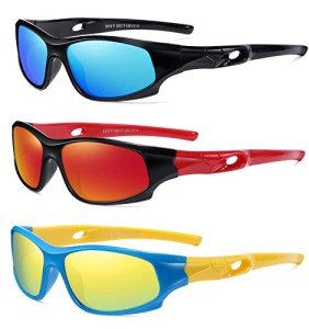 DYLB 3 Pack Flexible Kids Polarized Sunglasses For Boys Girls With Strap, Sport Sunglasses for Children Age 3-10.