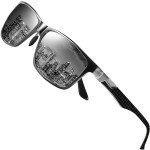 DUCO Mens Sunglasses Polarized Rectangle Sunglass for Men Lightweight Carbon Fiber UV400 Protection 8206