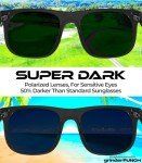 grinderPUNCH XL Super Dark Polarized Sunglasses Big Heads Wide Face, Extra Wide Oversized Lightweight Sunglasses for Sports Driving Glasses, Large Face Fit Blackout Sunglasses