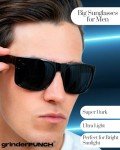 grinderPUNCH XL Super Dark Polarized Sunglasses Big Heads Wide Face, Extra Wide Oversized Lightweight Sunglasses for Sports Driving Glasses, Large Face Fit Blackout Sunglasses