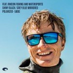 Costa Del Mar Mens Rincon Fishing and Watersports Rectangular Sunglasses, Black/Polarized Blue Mirrored 580G, 63 mm