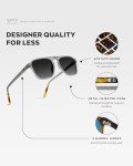 WearMe Pro Polarized Aviator One-Bridge Modern Square Mens Sunglasses (Moon Rock Grey/Black Lens)