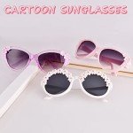 XINB LOOK 3-Pairs Gift Kids Sunglasses Girls, Cute Flower Frame Cartoon UV400 Glasses, Toddler Sunglasses for Ages 3-10