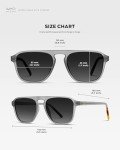 WearMe Pro Polarized Aviator One-Bridge Modern Square Mens Sunglasses (Moon Rock Grey/Black Lens)