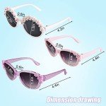 XINB LOOK 3-Pairs Gift Kids Sunglasses Girls, Cute Flower Frame Cartoon UV400 Glasses, Toddler Sunglasses for Ages 3-10